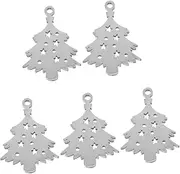 5pcs Christmas Tree Snowflake Pendant Christmas Ball Ornaments Christmas Tree Collar Tags of The Lid Christmas Earrings Christmas Suit Stainless Steel Silver