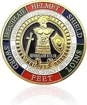Armor of God Challenge Coin Prayer Memorial Coin Premium Metal Material Unique Inspirational Design Perfect Religious Gift for Christian Soldiers