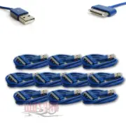 10 X USB SYNC DATA POWER CHARGER CABLE APPLE IPAD IPHONE 4S 4 3GS IPOD NANO BLUE
