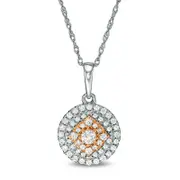 0.33 CT. T.W. Composite Natural Diamond Double Frame Pendant in 10K Two-Tone Gold