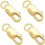 (10mmx4mm) - Fashionclubs 4pcs/Set 14K Solid Yellow Gold Jewellery Lobster Clasp Bead Open Jump Ring (10mmx4mm)