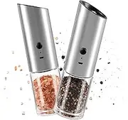 VEVOK CHEF Electric Salt and Pepper Grinder Set Rechargeable with LED Light USB Automatic Gravity Stainless Steel Pepper Mill Spice Grinder Adjustable Coarseness