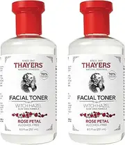 Thayers Alcohol-Free, Hydrating Rose Petal Witch Hazel Facial Toner with Aloe Vera Formula, Vegan, Dermatologist Tested and Recommended, 8.5 Oz (Pack of 2)
