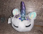 Claire’s Plush Purple White Glitter Eyelash Unicorn Backpack Clip Keychain