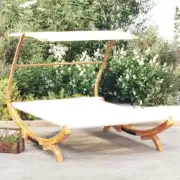 Hammock With Canopy Garden Outdoor Sun Lounger Wooden Frame Sunbed Furniture