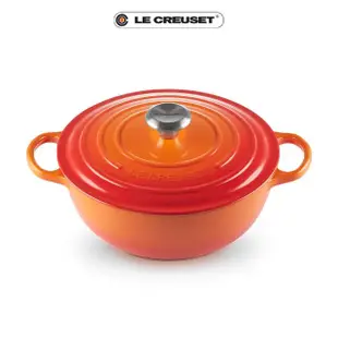 【Le Creuset】典藏琺瑯鑄鐵鍋媽咪鍋26cm(火焰橘-鋼頭)