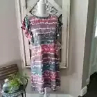 Perfect Peach Women's Short Flutter Sleeve Shift T-Shirt Dress Pockets Tie Dye