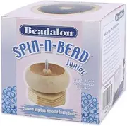 Beadalon Spin-N-Bead, Junior Size Bead Spinner Bowl Includes 1 Curved Big Eye Needle for Easy Bead Stringing and Jewelry Making, Natural