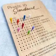 Phase 10 Score Board - Wooden Phase Ten Scorecard And Round Tracker