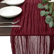 Table Runner Boho Gauze Cloth Wedding Table Runner Wedding Table Decor - Wine Red