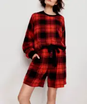 NEW PETER ALEXANDER CHECK LUMBERJACK BAMBOO FLANNELETTE PJ SET TOP & SHORTS M