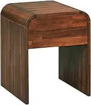 vidaXL Bedside Table with Drawer - Brown Solid Acacia Wood Nightstand/Side Table for Bedroom Storage, Easy Assembly, Farmhouse and Modern