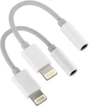 iPhone AUX Lightning to 3.5mm Adapter for Headphone Jack Dongle Splitter Cable(2