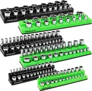 Magnetic Socket Organizer Set, 6-Piece 1/4", 3/8", 1/2" SAE & Metric Socket Hold