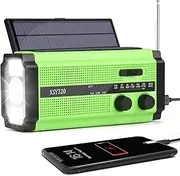 Immver Wind Up Solar Radio, 5000mAh Hand Crank Dynamo Radio Rechargeable, Portable Emergency AM/FM Radio, with 4 Modes LED Torch, Reading Lamp, USB Phone Charger, SOS Alarm, for Outdoor Camping Hiking
