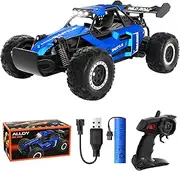 Remote Control Car,1:16 Scale Alloy RC Cars Toys for Boys Kids, 2.4Ghz 4WD Off-Road Vehicle with LED Headlight (Blue)