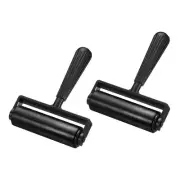 2Pcs Rubber Roller Brayer,Printmaking Ink Print Spreading Brush Tool(Black 4.5")