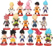 16 Piece Set of Dragon Goku Action Figure, 3" Height. Used as a Cake Topper or