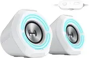 Edifier G1000 Gaming Speakers, 10W Desktop Computer Speakers with Bluetooth 5.3, USB Powered, 3.5mm AUX, 12 Colorful RGB, Wired Control White