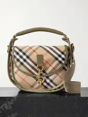 [Burberry] Burberry - Small Leather-trimmed Checked Canvas Shoulder Bag - Beige - One size One size Neutrals