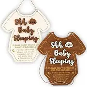 Woodamore Shhh Baby Sleeping Sign for Front Door - Please Do Not Knock Or Ring Doorbell Sign