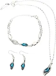 [Healvian] 1 Set Crystal Necklace Earrings Bracelet Women's Fashion Set Crystal Jewelry Kit for Wedding Party Daily Wear