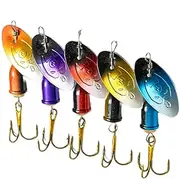 Bass Swivel Baits - Colorful Sequin Hard Metal Spinner Baits Kit | 360 Degree Rotation Fishing Lures Spoon Lures, Fishing Accessories for Bass Trout Salmon