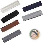 [AzureRay] ​​Pack of 6 Sports Headbands for Women - Elastic Sweat Yoga Hair Bands, Non-Slip Soft Thin Headband, Fashionable Hair Wrap