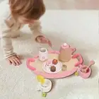 Toddlers Tea Set with Teapots Cups Wooden Tea Party Set for Kids Girls