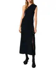 Maje Asymmetric Knit Maxi Dress