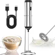 Powerful Milk Frother Handheld Frother Electric Whisk Milk Foamer Whisk Mixer Coffee Frother Egg Beater USB Rechargeable Milk Foam Maker Powerful Whisk for Coffee Frappe Matcha Hot Chocolate