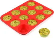 CAKETIME 12 Cups Nonstick Silicone Muffin Cupcake Pan 1 Pack