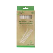 20PCS Reusable Clear Glass Drinking Straws with Cleaning Brush 20CM