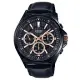 【CASIO】埃及風密編織錶帶皮帶紳士錶－黑X玫瑰金(MTP-E303BL-1A2)