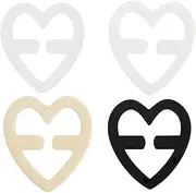 [STKARCV] 4Pcs/Set Fashion Webbing Bra Non-Slip Buckles Heart Round Underwear Fasteners Bra Clips Strap Holders Invisible Bra Buckles(Heart)