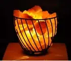Himalayan Pink Salt Chunks with Iron Basket Lamp , Dimmer Switch, Home Decor