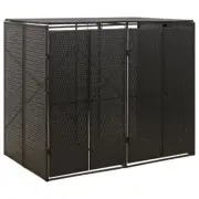NNEVL Double Wheelie Bin Shed Black 140x80x117 cm Poly Rattan