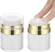 Segbeauty Travel Cream Bottle, 2Pcs 30g Refillable Airless Pump Jars, Empty Vacuum Cosmetic Containers, Leakproof and Portable, for Men and Women