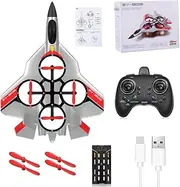 RC Airplane, 2.4GHz Remote Controlled Airplane, Model Aeroplane Remote Controlled with 4 Axis Gyro Stabiliser, APlane Toy with Coloured Lights, USB Charging, for Children and Adults