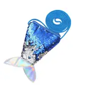 Women Kids Mermaid Tail Sequins Coin Purse Girls Crossbody Bags Sling Card Holder Pouch Gift - Blue
