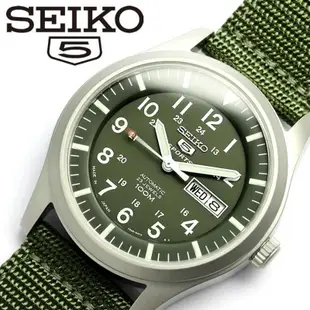 SEIKO WATCH 精工全日本製軍用第三代軍綠色帆布帶自動機械腕錶 型號：SNZG09J1【神梭鐘錶】