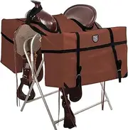 Harrison Howard Sturdy Secure Versatile Over-The-Horn Contoured No-Bounce Design Saddle Pack Pannier Bags Carrier Western Saddle Bag Brown