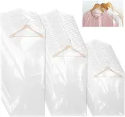 Hnvdkln 50Pcs Plastic Clothes Covers, Clear Garments Bags, Dust-Proof Dry Cleaning Bags, Reusable Cloth Cover Bag, Portable Suit Bags Covers, 3 Sizes Clothing Protector Covers for Dress Suits