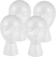 BAZEITFLOW 4Pcs Foam Mannequin Head Display for Wigs Caps Hats Masks Durable Reusable Styling Stand for Home Salon Travel for Headdresses Hair Extensions