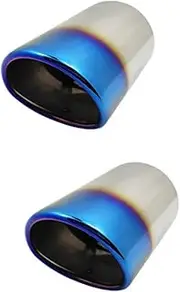 2pcs Stainless Steel Muffler Car Exhaust System Tip Compatible For Q5 V70 Compatible For Mazda 3 Tail Throat Auto Accessories(2pcs Bluing)