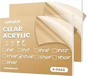 Langaelex Clear Cast Acrylic Sheets 1/8" (3mm) Thick - 2 Pack of 12’’ x 16’’ Plexiglass Sheets for Laser Cutting, Signs, Glass Replacement, DIY and Crafts Project