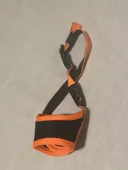Heele Dog Muzzle Nylon Soft Muzzle Anti-Biting Barking, Black and orange Size S