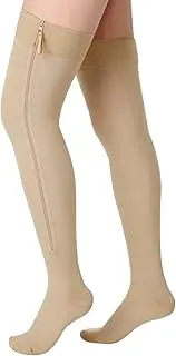 Thigh High Zipper Compression Socks 20-30 mmHg Zipper Compression Stockings Thigh High for Women Men Swelling Edema