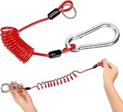 Mardatt 4 Ft Breakaway Trailer Cable, RV Stainless Steel Spring Towing Coiled Wire Trailer Brake Safety Cable Safety Cables Strap Heavy Duty Steel Wire Spring Towing Coiled Wire for RV Towing Trailer