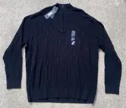 Shaquille O'Neal Sweater Mens 3XL Black Quarter Zip Pullover Geometric Pattern
